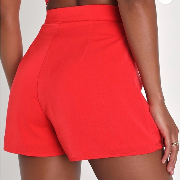 Lulu's Red High Waist Shorts Vibrant and Tailored - Picture 7 of 11